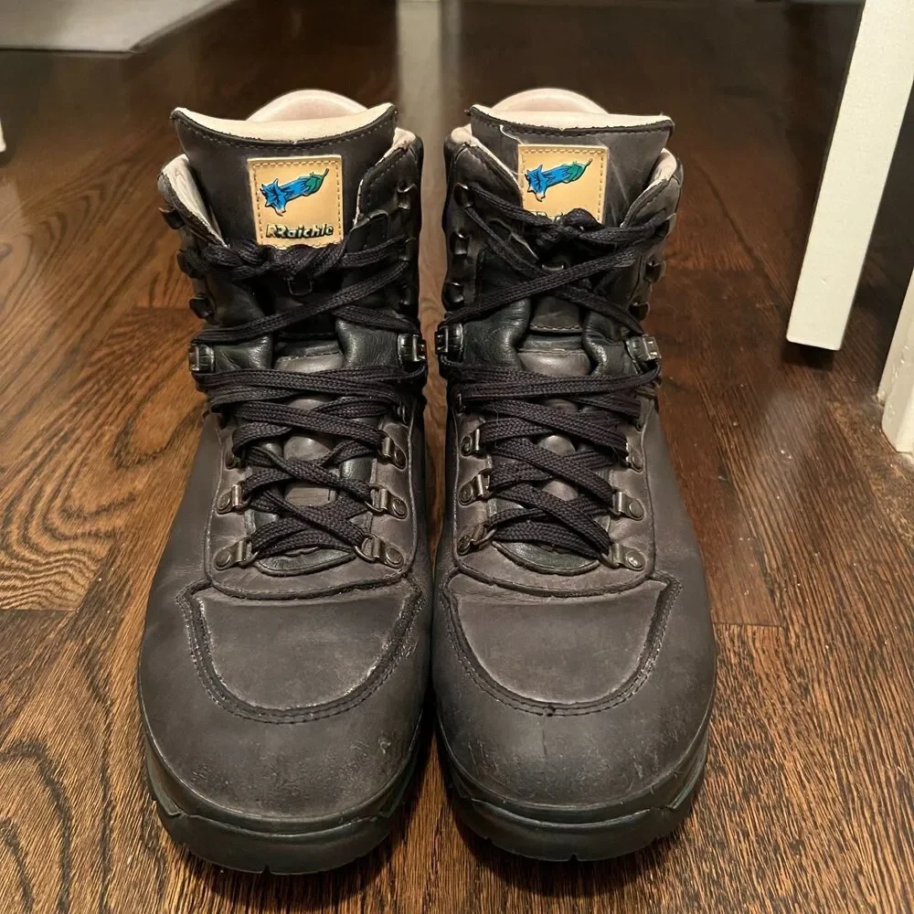 Raichle Gore-Tex Hiking Boots Mens 11.5 Black Leather Vibram Swiss Made Mountain